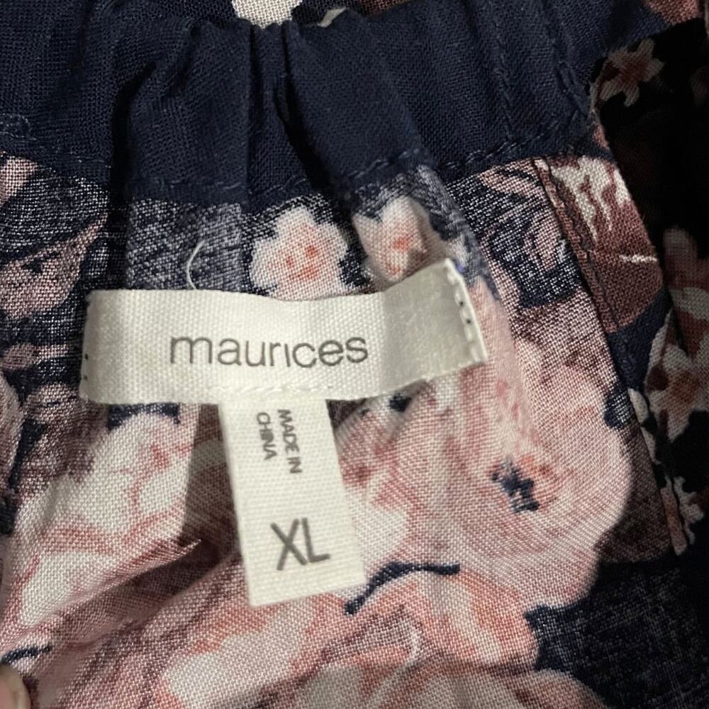 Maurices Navy Blue Pink Floral Halter Neck Mini Dress Xl Pockets Hanky Hemline - Picture 3 of 4